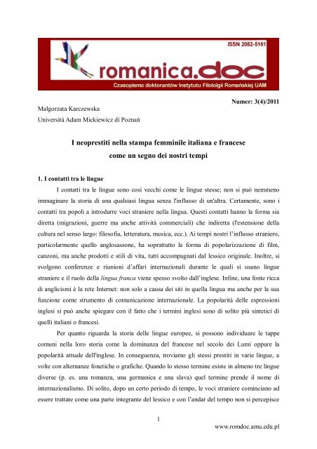 I Neoprestiti Nella Stampa Femminile Italiana E Francese Come Un