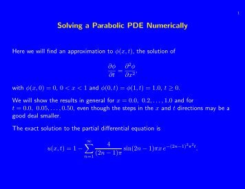 Numerical solutions of Parabolic problem using and ... - Staff.city.ac.uk