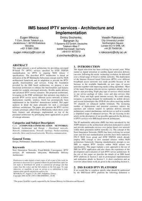 IMS based IPTV services - Architecture and Implementation