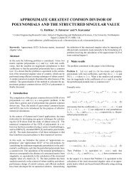 Approximate greatest common divisor of polynomials and the ...