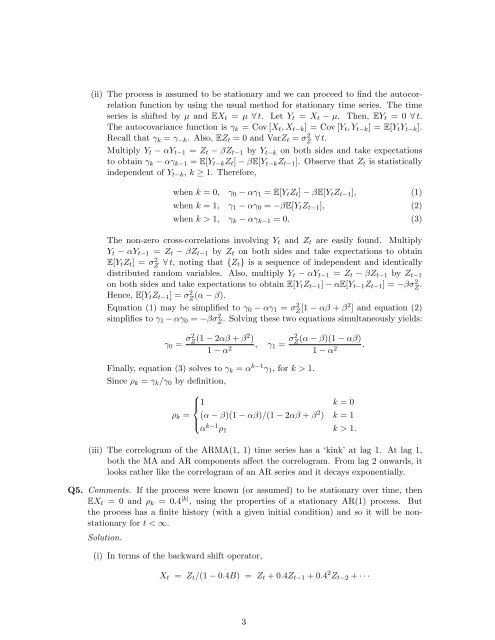 Stochastic Modelling Solutions to Exercises on Time Series∗