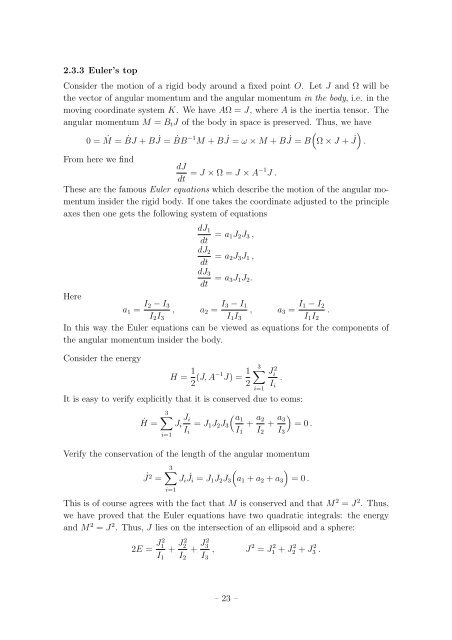 Student Seminar: Classical and Quantum Integrable Systems