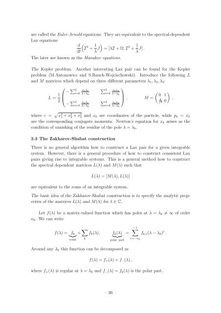 Student Seminar: Classical and Quantum Integrable Systems