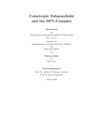 Coisotropic Submanifolds and the BFV-Complex - Universität Zürich