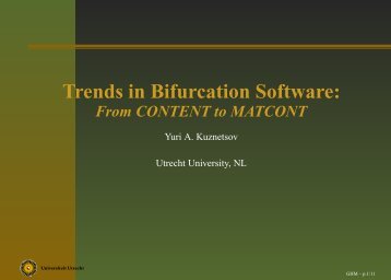 Trends in bifurcation software: From CONTENT to MATCONT