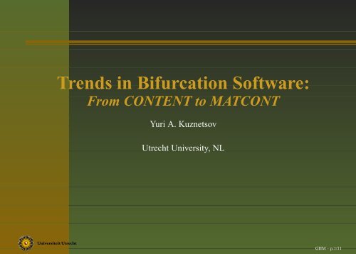 Trends in bifurcation software: From CONTENT to MATCONT