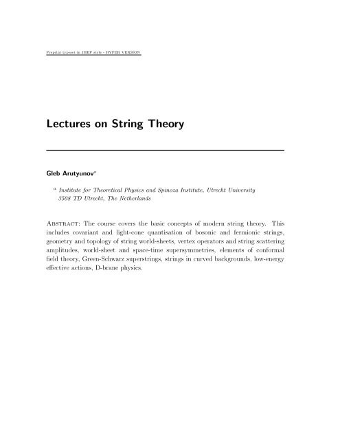 Lectures on String Theory