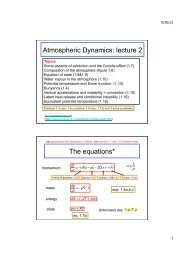 Atmospheric Dynamics: lecture 2 The equations*