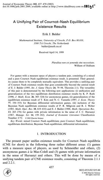 A unifying pair of Cournot-Nash equilibrium existence results (JET ...