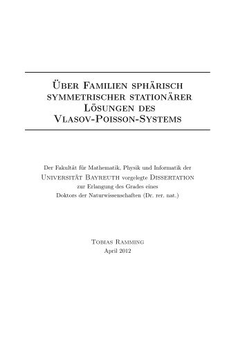 Ãber Familien sphÃ¤risch symmetrischer stationÃ¤rer LÃ¶sungen des ...