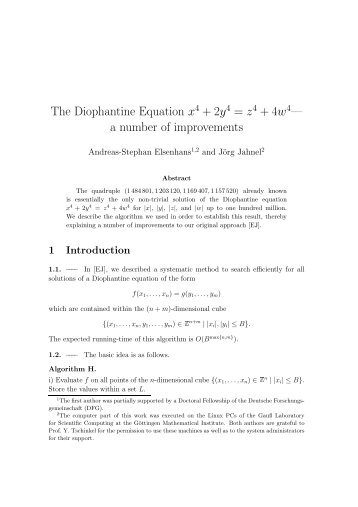 The Diophantine Equation x4 + 2y4 = z4 + 4w4â a number of ...