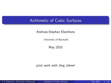 Arithmetic of Cubic Surfaces