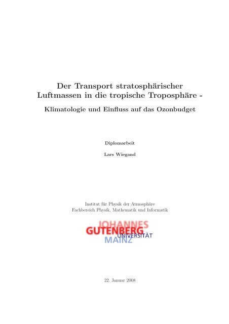 Der Transport stratosphärischer Luftmassen in ... - Staff.uni-mainz.de