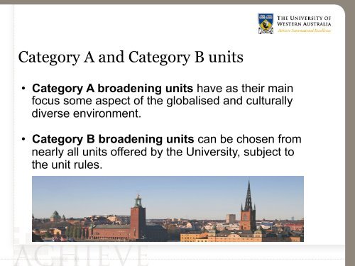 Degree specific major - UWA Staff - The University of Western ...