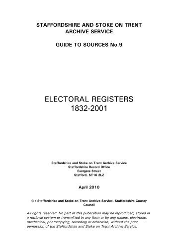 ELECTORAL REGISTERS 1832-2001 - Staffordshire County Council