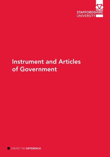 Instrument and Articles of Government - Staffordshire University