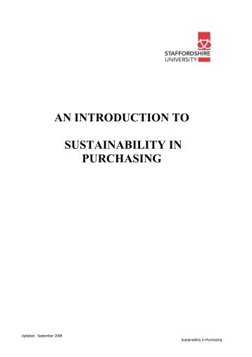 Sustainability in Purchasing - Staffordshire University