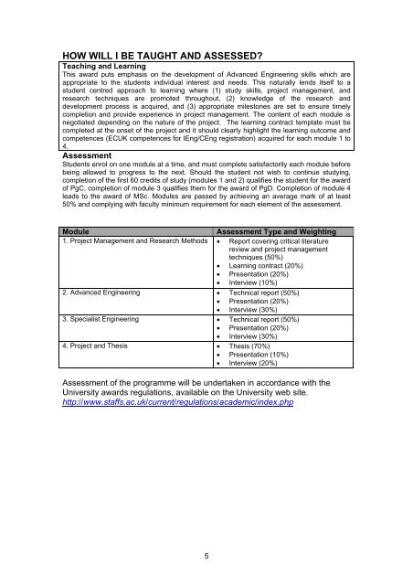 MSc Professional Engineering Programme Specification