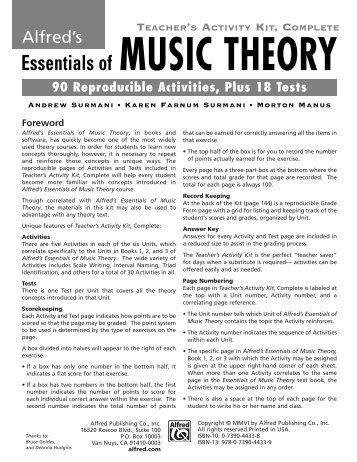 Essentials of MUSIC THEORY - Stagepass.com