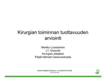 Kirurgian toiminnan tuottavuuden arviointi - THL