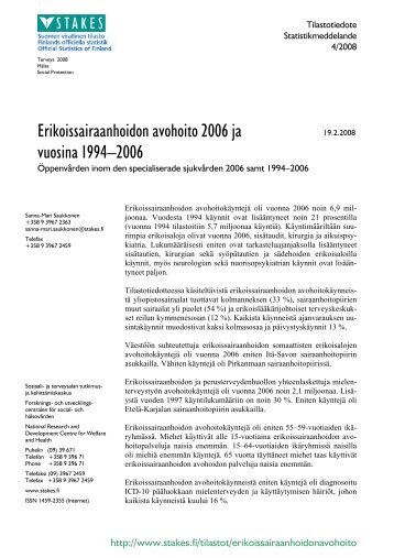 Erikoissairaanhoidon avohoito 2006 ja vuosina 1994–2006