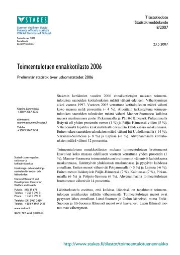 Toimeentulotuen ennakkotilasto 2006 - Preliminär statistik över ...