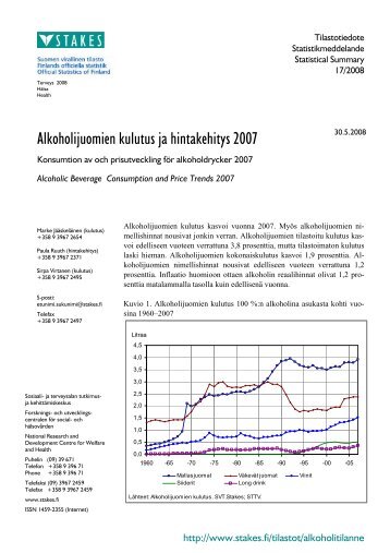 Alkoholijuomien kulutus ja hintakehitys 2007 − Konsumtion av och