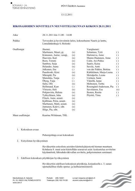 rikosasioiden sovittelun neuvottelukunnan kokous 28.11.2011 - THL