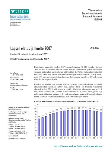 Lapsen elatus ja huolto 2007 - Underhåll och vårdnad av barn 2007 ...