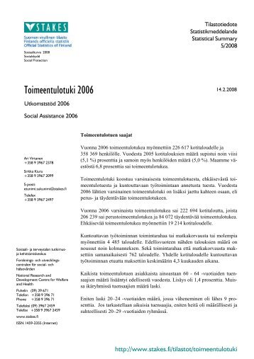 Toimeentulotuki 2006 - Utkomststöd 2006 - Social Assistance 2006