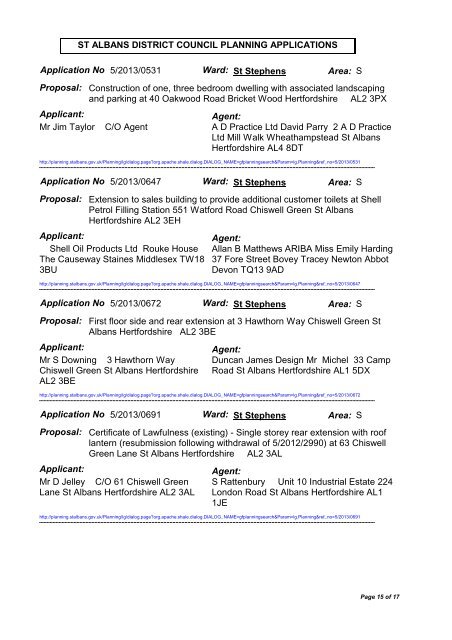 Planning Applications and Decisions - w/e 5th April 2013