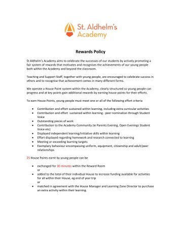 Rewards Policy - St. Aldhelm's Academy