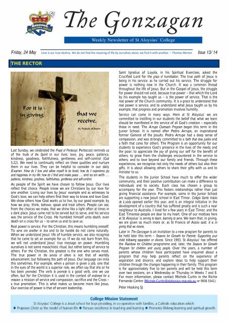 Current Issue - St Aloysius