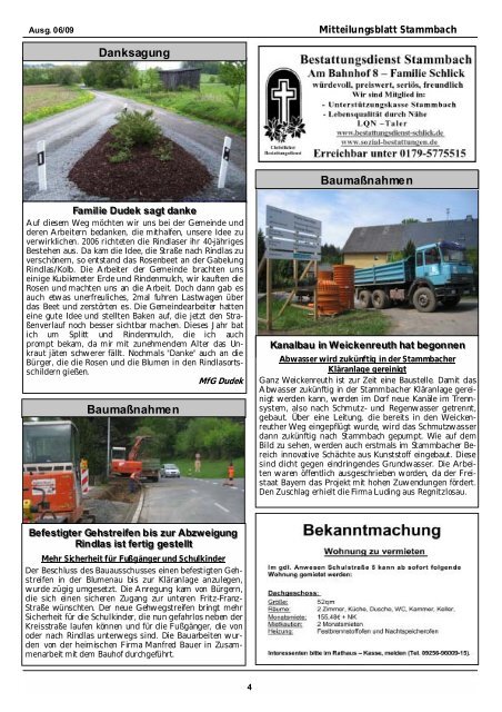 mit seinen Ortsteilen Mitteilungsblatt des ... - Markt Stammbach