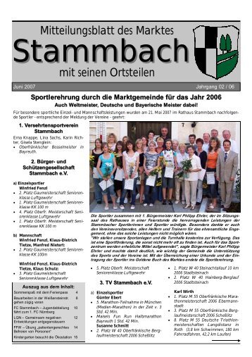 mit seinen Ortsteilen Mitteilungsblatt des Marktes - Markt Stammbach