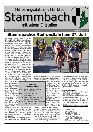 mit seinen Ortsteilen Mitteilungsblatt des ... - Markt Stammbach