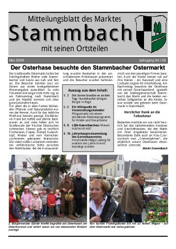 mit seinen Ortsteilen Mitteilungsblatt des ... - Markt Stammbach