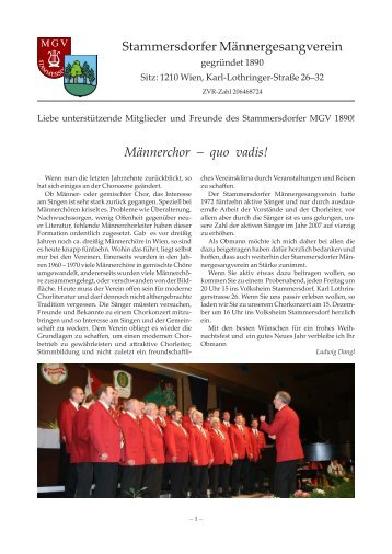 Stammersdorfer MÃ¤nnergesangverein MÃ¤nnerchor â quo vadis!