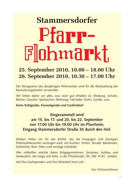 Pfarramtliche Mitteilung der Pfarre Stammersdorf Ferien 2010 ...