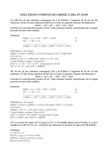 Soluzioni Compito Chimica 071009