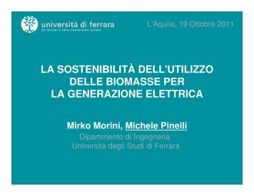 LA SOSTENIBILITÃ DELL'UTILIZZO DELLE BIOMASSE ... - Ingegneria