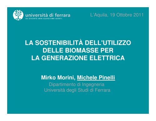 LA SOSTENIBILITÃ DELL'UTILIZZO DELLE BIOMASSE ... - Ingegneria