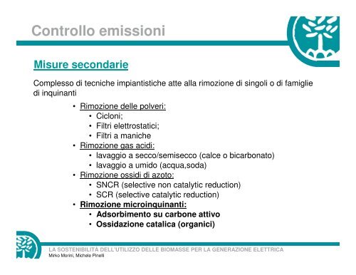 LA SOSTENIBILITÃ DELL'UTILIZZO DELLE BIOMASSE ... - Ingegneria