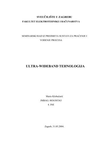 ULTRA-WIDEBAND TEHNOLOGIJA - SPVP@zesoi.fer.hr