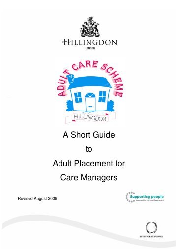 A Short Guide to Adult Placement for Care Managers - London ...