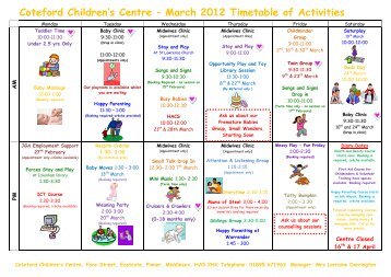 Coteford Children's Centre â March 2012 Timetable of Activities