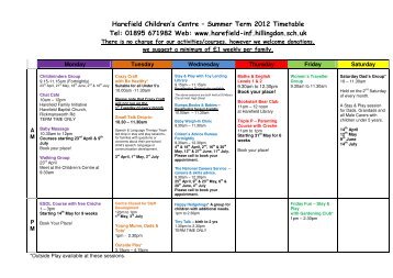 Harefield Children's Centre â Summer Term 2012 Timetable Tel ...