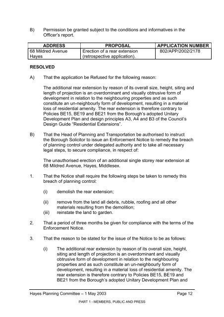 COMMITTEE REPORT PROFORMA - London Borough of Hillingdon