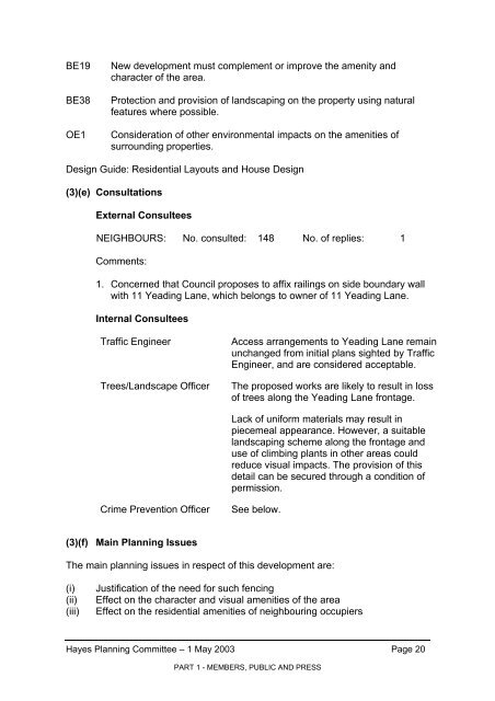 COMMITTEE REPORT PROFORMA - London Borough of Hillingdon