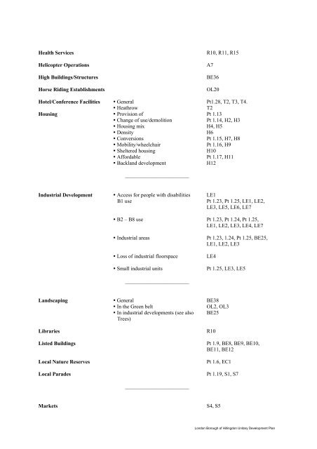 HILLINGDON UNITARY DEVELOPMENT PLAN - London Borough ...